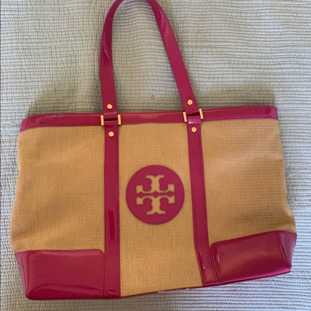 Tory Burch pink and tan tote